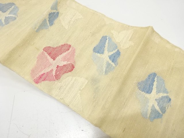  アンティーク　羅　朝顔模様織り出し名古屋帯